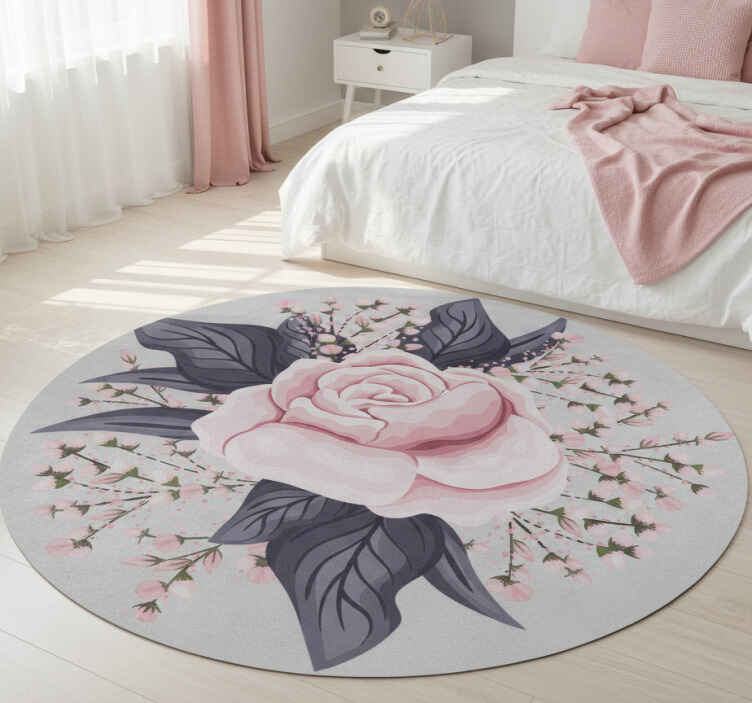 Çiçekler ve bitkiler pvc halı pembe muhteşem tasarım - TenStickers