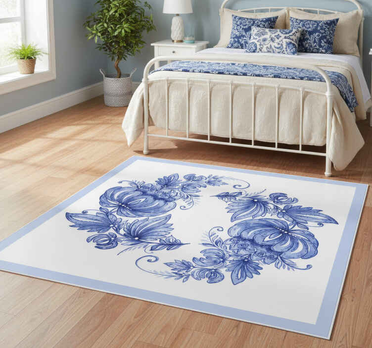 Vinil podovi cvijeće i biljke floral plavi dizajn - TenStickers