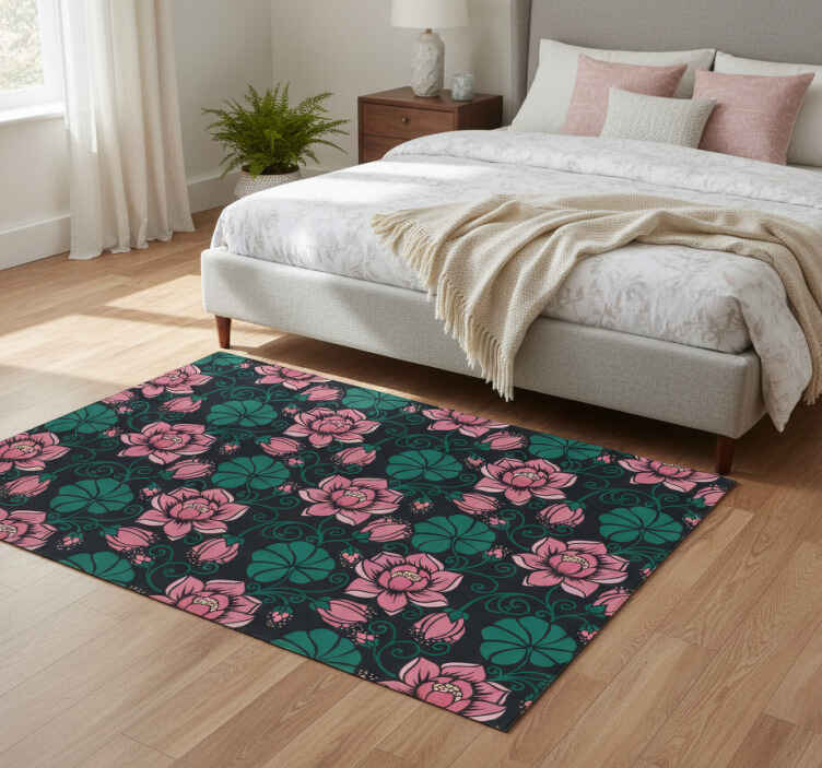 Flower vinyl rug with blooming vines - TenStickers