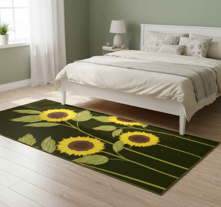 Tapis vinyle plantes champ de tournesols - TenStickers