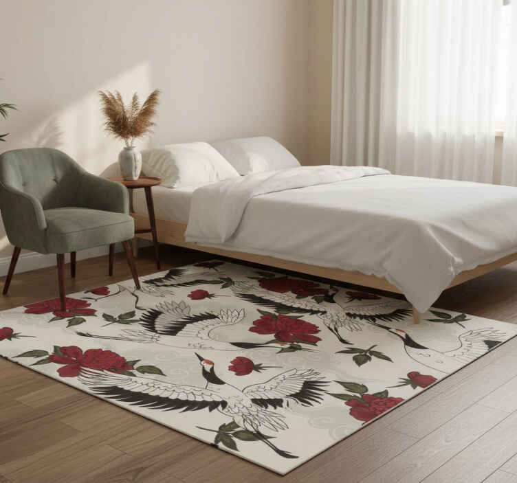 Calming earth tones flower vinyl rug - TenStickers