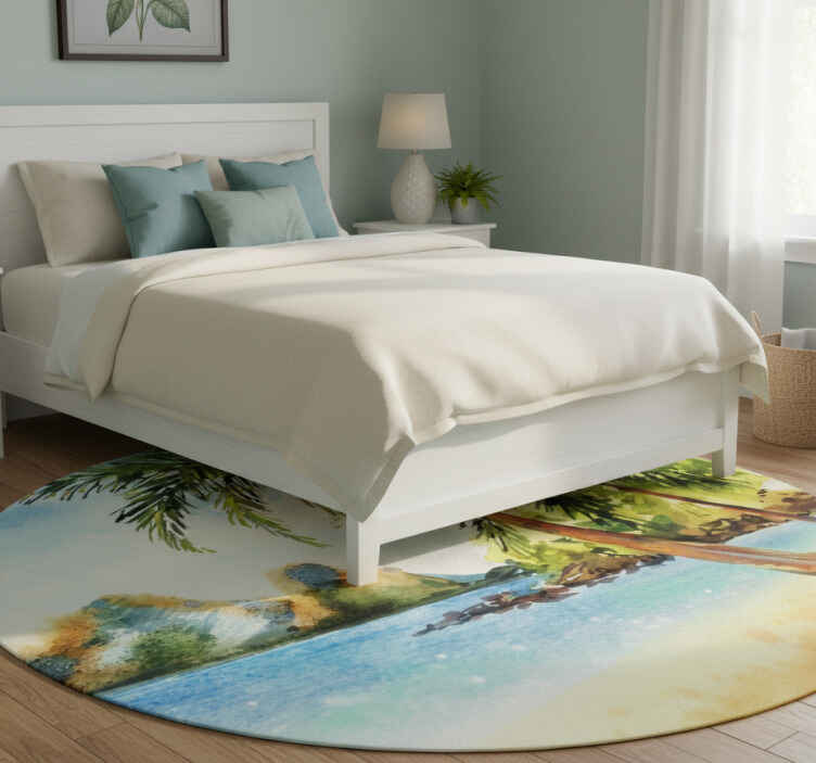 Floral vinyl rug watercolor palms design - TenStickers