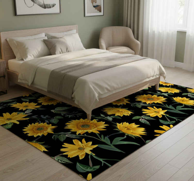 Vintage sunflower flower vinyl rug - TenStickers