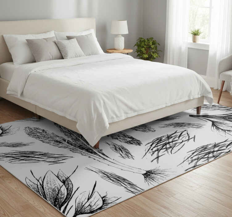 Flower vinyl rug in dried grey pattern - TenStickers