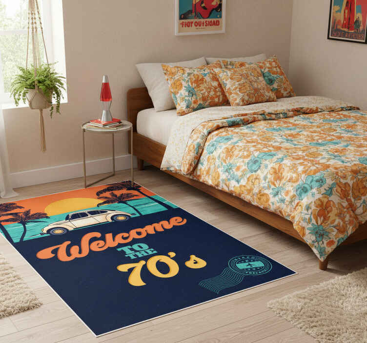 Vintage vinyl rug welcome to the 70s - TenStickers