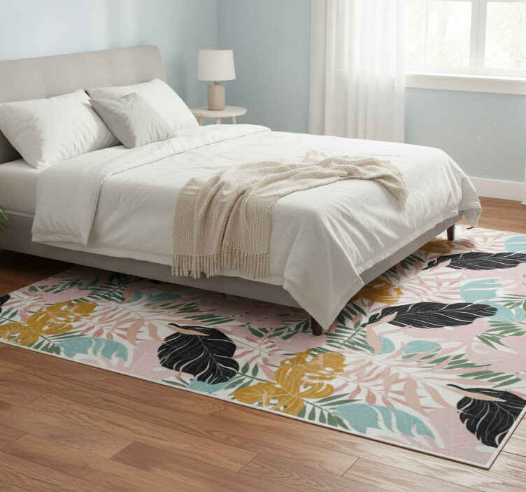 Vinyl tapijt bloemen en planten kleurrijk abstract bloemmotief - TenStickers