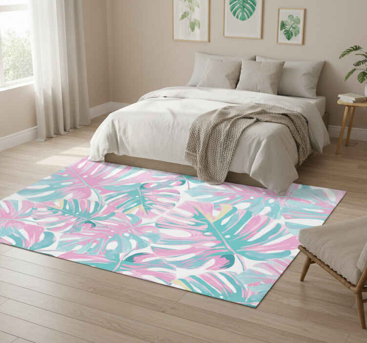 Flower vinyl rug with delicious monstera design - TenStickers
