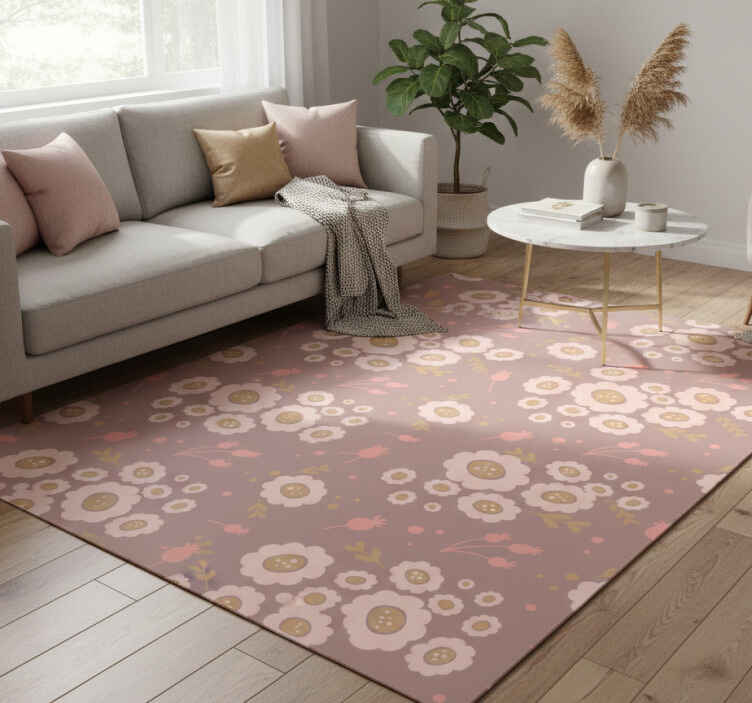 Flower vinyl rug with pastel colored design - TenStickers