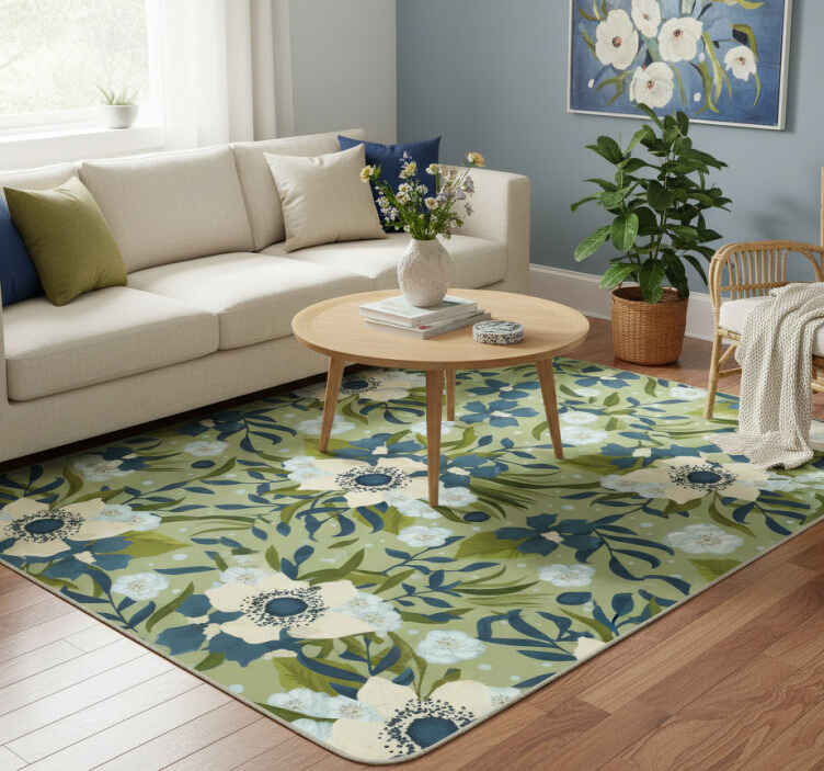 Flower vinyl rug with vibrant summer design - TenStickers
