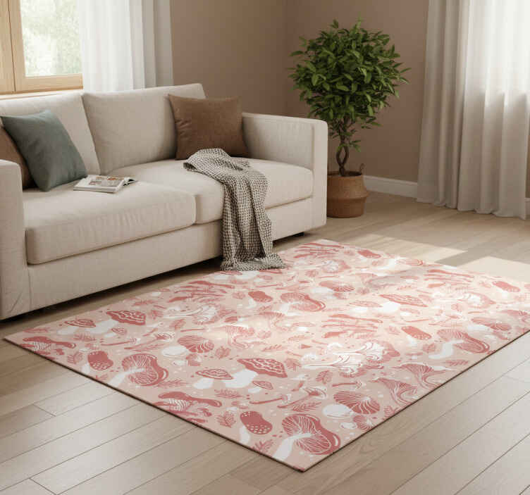 Flower vinyl rug forest mushrooms design - TenStickers