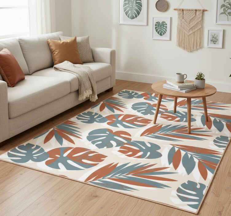 Flower vinyl rug with big green monster plants - TenStickers