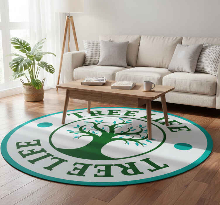 Flower vinyl rug tree of life green design - TenStickers