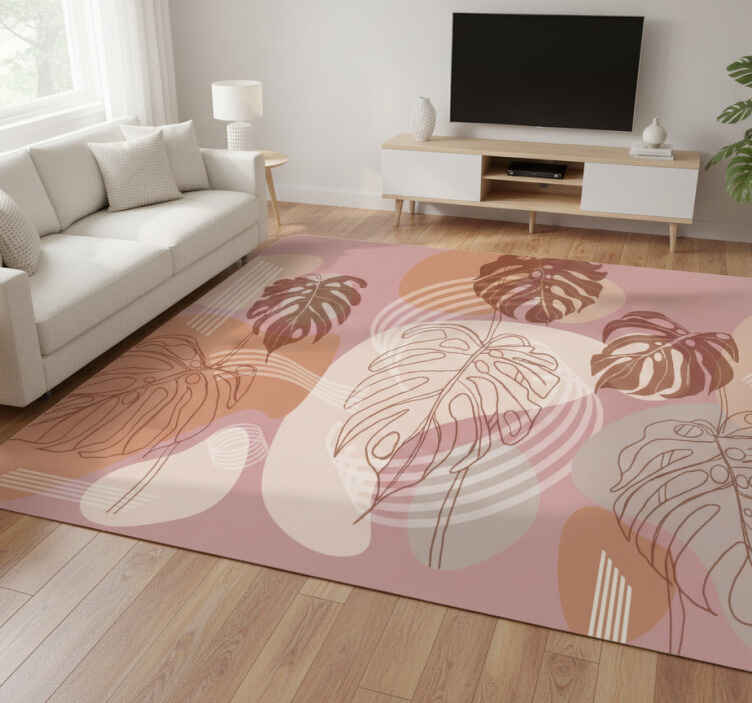 Flower vinyl rug with leaf continuous design - TenStickers