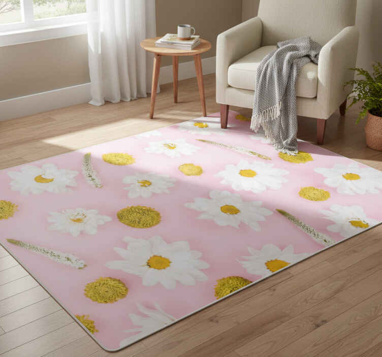 Coloured flowers flower vinyl rug - TenStickers