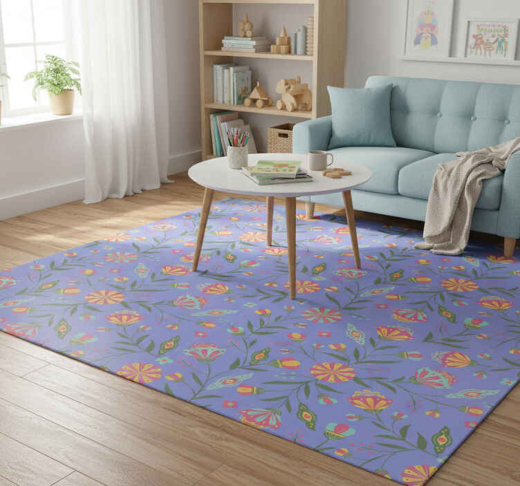 Flower vinyl rug cute design for kids - TenStickers