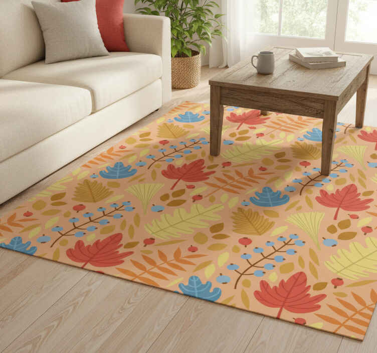 Flower vinyl rug with cute autumn leaves design - TenStickers