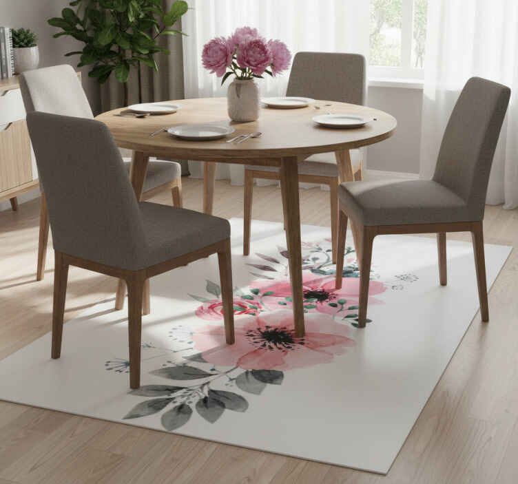 Flower vinyl rug aquarella poppies - TenStickers