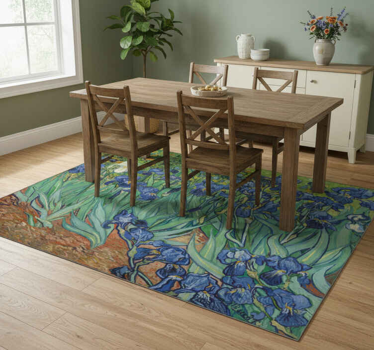 Flower vinyl rug inspired by van gogh flowers - TenStickers