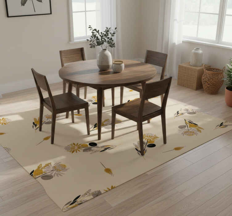 Vintage flowers dining room vinyl rug - TenStickers