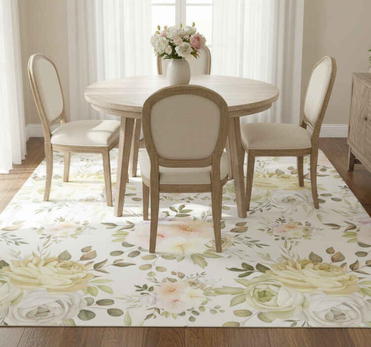 Floral vinyl rug with a lovely floral design - TenStickers