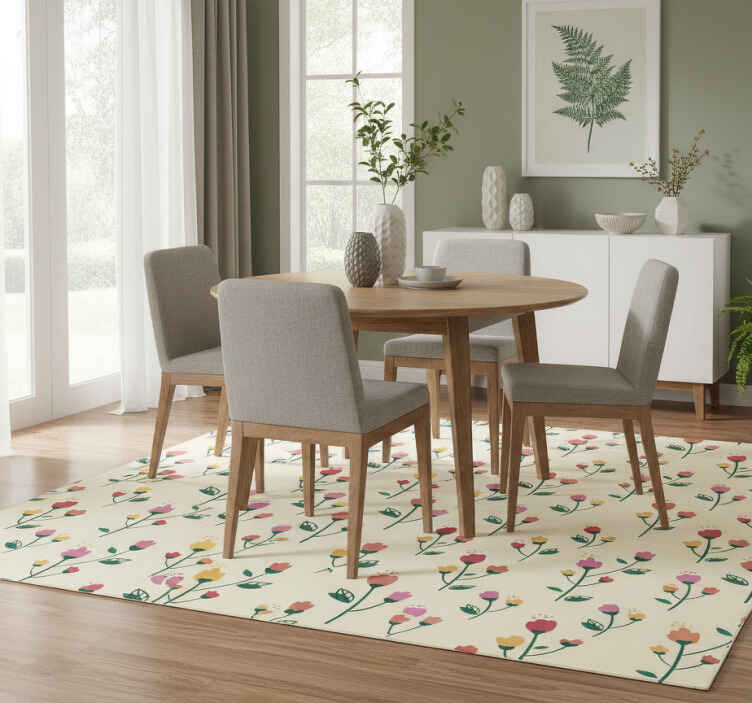 Flower vinyl rug poppy painting - TenStickers