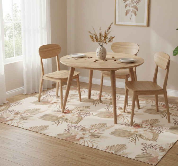 Flower vinyl rug dried flower with pampas grass - TenStickers