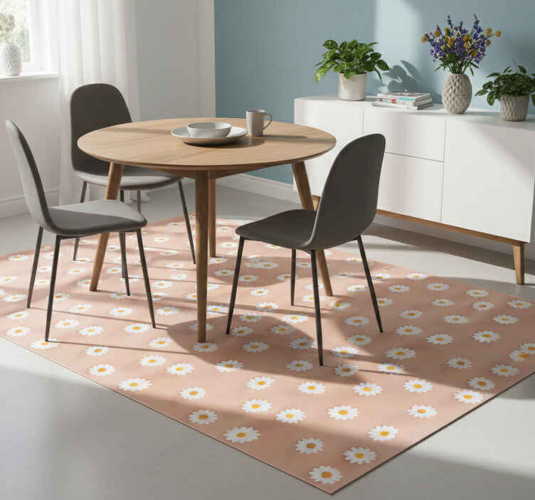 Flower vinyl rug with modern daisy design - TenStickers