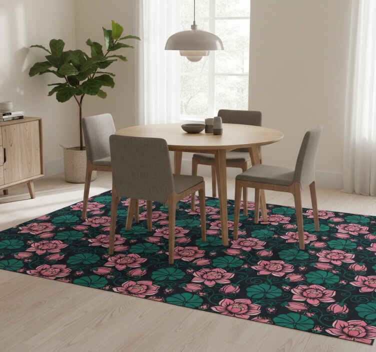 Flower rug with flowering vines design - TenStickers