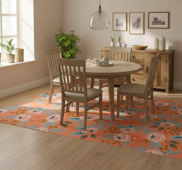 Watercolor roses flower vinyl rug - TenStickers