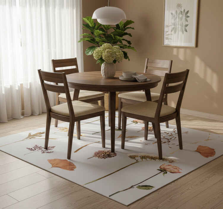 Flower vinyl rug with dried flower leaf design - TenStickers