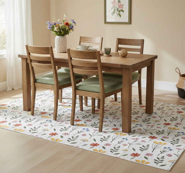 Flower rug with garden multicolor floral pattern - TenStickers