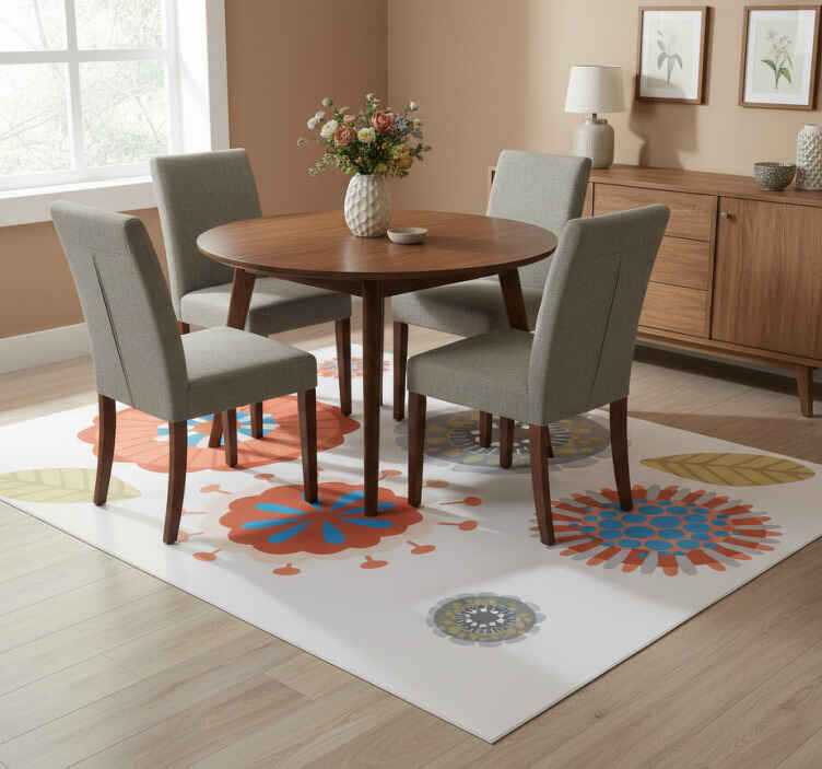 Colorful floral shapes flower vinyl rug - TenStickers