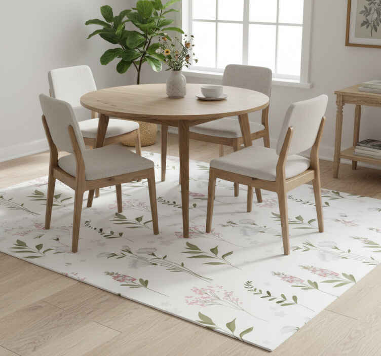 Flower vinyl rug with minimalistic wildflower design - TenStickers