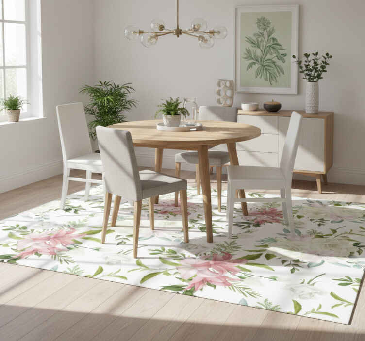 Flower vinyl rug minimalistic realistic garden - TenStickers
