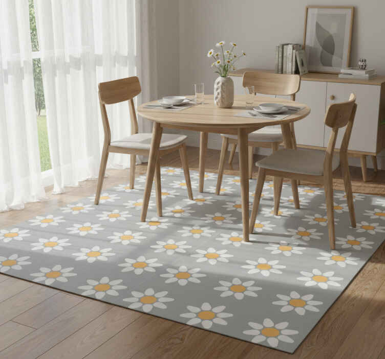 Flower vinyl rug with daisy design - TenStickers