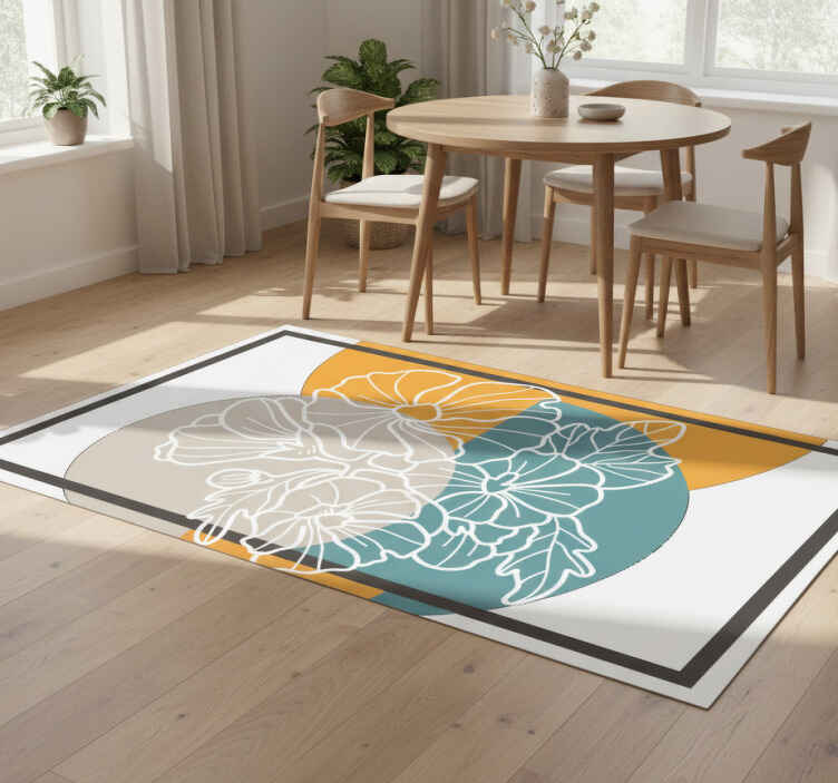 Flower vinyl rug cute minimalist rectangle and flowers - TenStickers