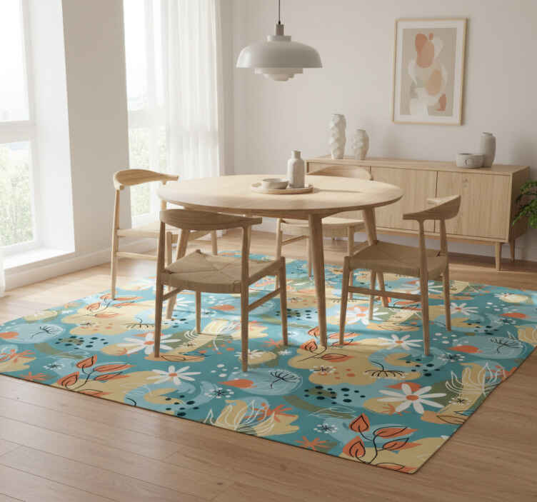 Flower vinyl rug with abstract floral design - TenStickers