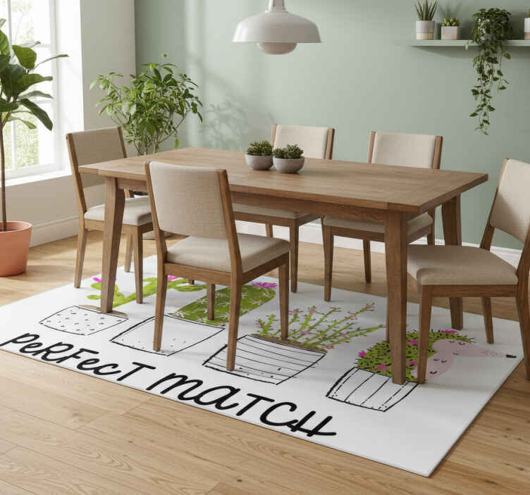 Flower vinyl rug perfect match succulents - TenStickers