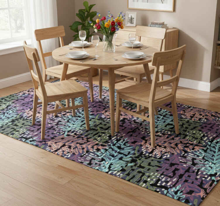 Vinyl tapijt bloemen en planten kleurrijke originele flora - TenStickers
