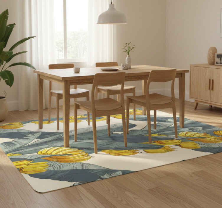 Dywan winylowy w kwiaty i rośliny z motywem bananowca - TenStickers