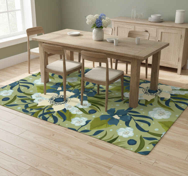 Flower vinyl rug in vibrant summer colors - TenStickers