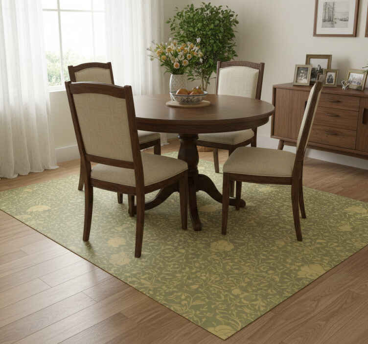 Flower vinyl rug in gold and green style - TenStickers