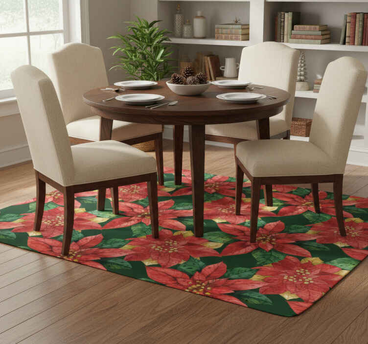Vinyl teppich blumen mit schönem weihnachtsmuster rot und grün - TenStickers