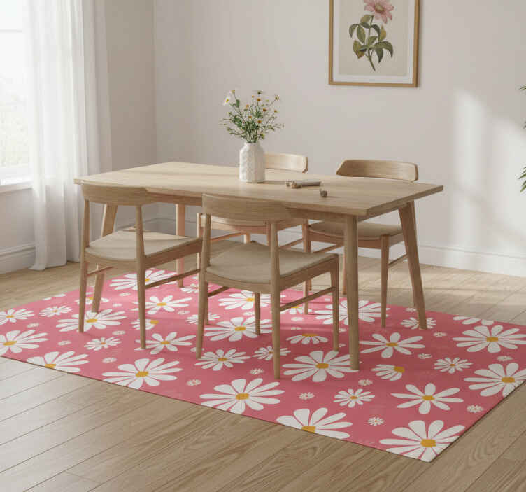 Vintage daisy flowers flower vinyl rug - TenStickers