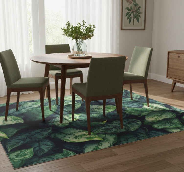 Flower vinyl rug with maranta leaves design - TenStickers