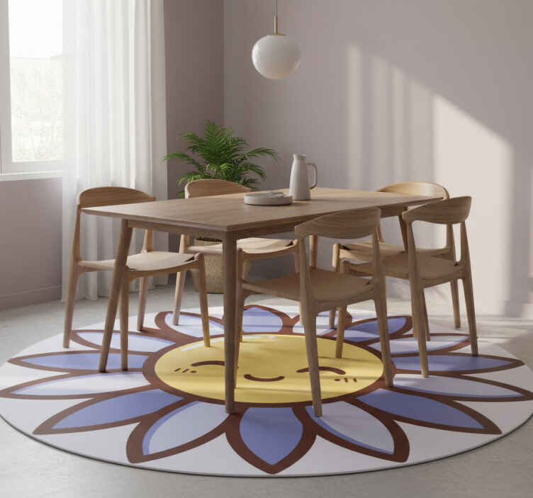 Flower vinyl rug silhouette happy purple flower - TenStickers