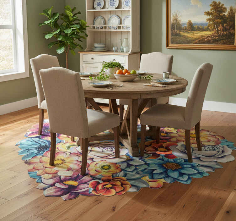 Flower vinyl rug beautiful heart of blooms - TenStickers