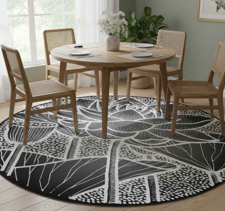 Flower vinyl rug in lotus flower traditional style - TenStickers