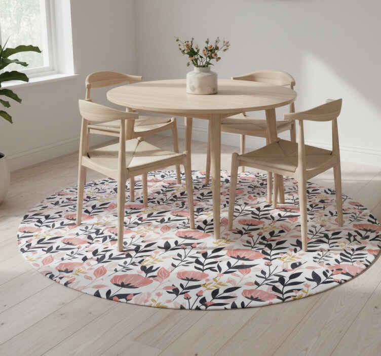 Flower vinyl rug with pink blossoms - TenStickers
