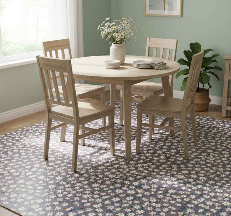 Flower vinyl rug with cute tiny daisy pattern - TenStickers